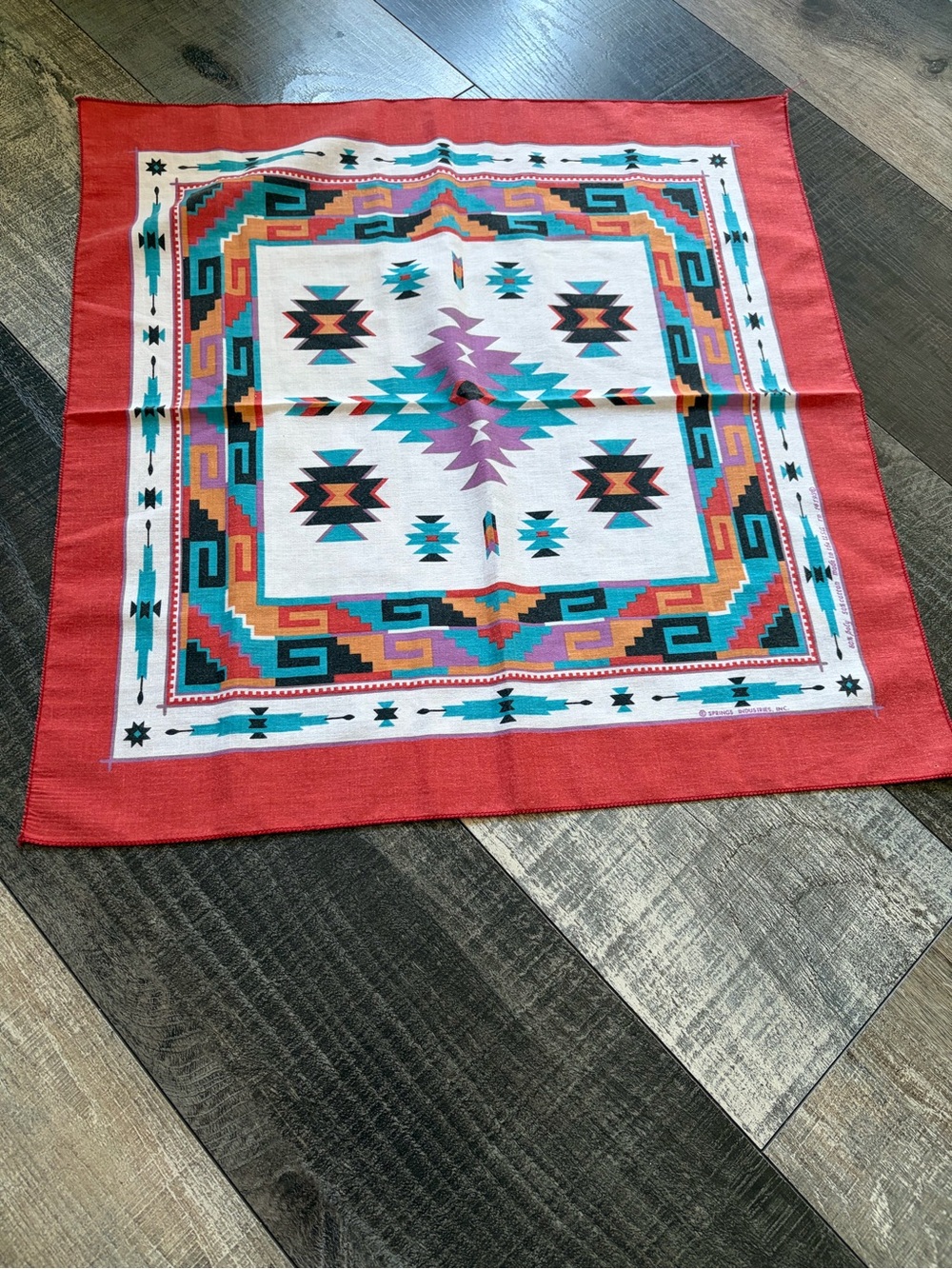 Vintage Springs Southwestern Red Turquoise Bandana Made USA